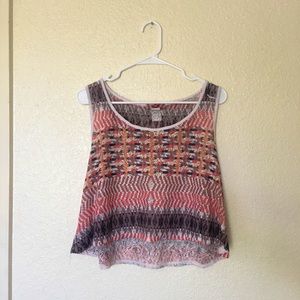 Aztec Pattern Knit Sleeveless Crop Top